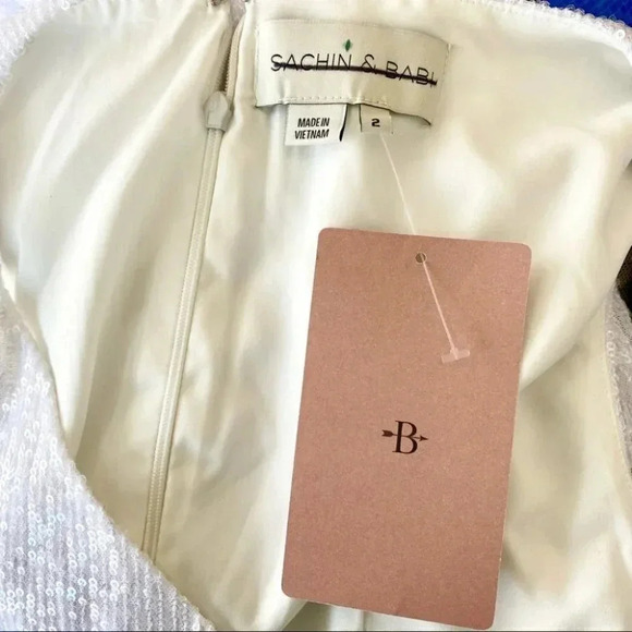 NWT Sachin and Babi Somers Sequin White Wedding Jumpsuit Wide Leg White Wedding - Picture 14 of 17